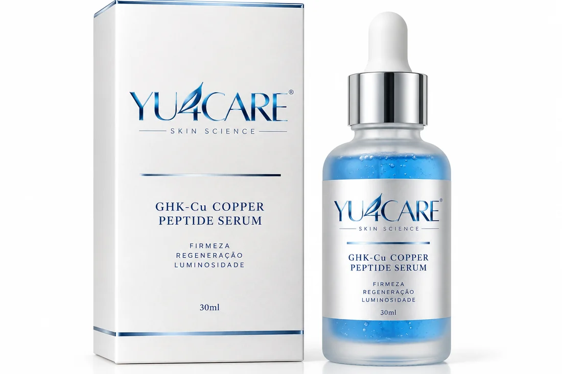 Render conceitual da embalagem do sérum azul YU4CARE